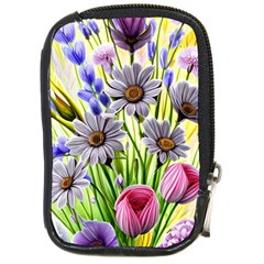 Expressive Watercolor Flowers Botanical Foliage Compact Camera Leather Case by GardenOfOphir