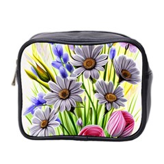 Expressive Watercolor Flowers Botanical Foliage Mini Toiletries Bag (two Sides) by GardenOfOphir