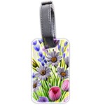 Expressive Watercolor Flowers Botanical Foliage Luggage Tag (two sides) Back