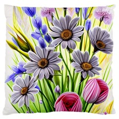 Expressive Watercolor Flowers Botanical Foliage Large Cushion Case (one Side) by GardenOfOphir