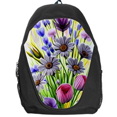 Expressive Watercolor Flowers Botanical Foliage Backpack Bag