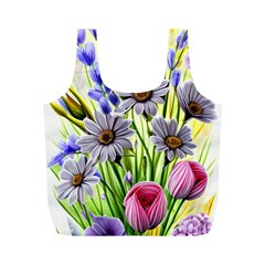 Expressive Watercolor Flowers Botanical Foliage Full Print Recycle Bag (m) by GardenOfOphir