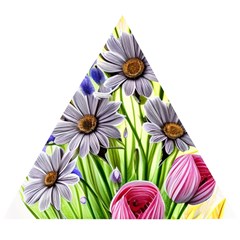 Expressive Watercolor Flowers Botanical Foliage Wooden Puzzle Triangle by GardenOfOphir