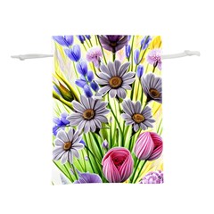 Expressive Watercolor Flowers Botanical Foliage Lightweight Drawstring Pouch (m) by GardenOfOphir