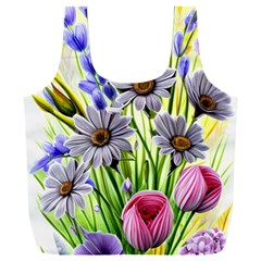 Expressive Watercolor Flowers Botanical Foliage Full Print Recycle Bag (xxxl) by GardenOfOphir