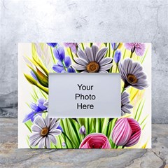 Expressive Watercolor Flowers Botanical Foliage White Tabletop Photo Frame 4 x6 