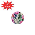 Delightful Watercolor Flowers And Foliage 1  Mini Magnets (100 pack)  Front