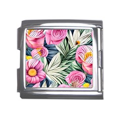 Delightful Watercolor Flowers And Foliage Mega Link Italian Charm (18mm) by GardenOfOphir