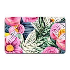 Delightful Watercolor Flowers And Foliage Magnet (rectangular) by GardenOfOphir