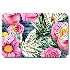 Delightful Watercolor Flowers And Foliage Large Doormat by GardenOfOphir