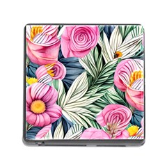 Delightful Watercolor Flowers And Foliage Memory Card Reader (square 5 Slot) by GardenOfOphir