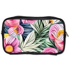 Delightful Watercolor Flowers And Foliage Toiletries Bag (two Sides) by GardenOfOphir