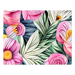 Delightful Watercolor Flowers And Foliage Premium Plush Fleece Blanket (large) by GardenOfOphir