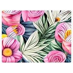 Delightful Watercolor Flowers And Foliage Premium Plush Fleece Blanket (extra Small)