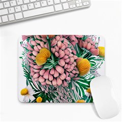 Coral Watercolor Flowers Botanical Foliage Small Mousepad by GardenOfOphir