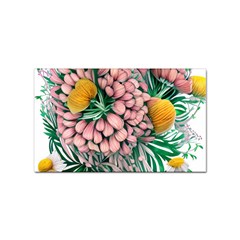 Coral Watercolor Flowers Botanical Foliage Sticker Rectangular (100 Pack) by GardenOfOphir