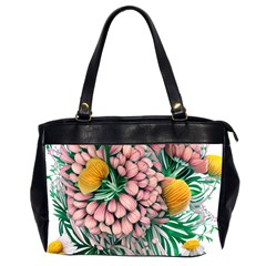 Coral Watercolor Flowers Botanical Foliage Oversize Office Handbag (2 Sides) by GardenOfOphir