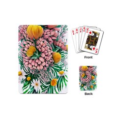 Coral Watercolor Flowers Botanical Foliage Playing Cards Single Design (mini) by GardenOfOphir