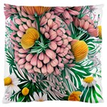 Coral Watercolor Flowers Botanical Foliage Large Cushion Case (One Side) Front