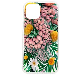 Coral Watercolor Flowers Botanical Foliage Iphone 12 Pro Max Tpu Uv Print Case