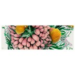 Coral Watercolor Flowers Botanical Foliage Banner and Sign 9  x 3  Front