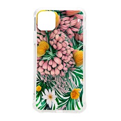 Coral Watercolor Flowers Botanical Foliage Iphone 11 Pro Max 6 5 Inch Tpu Uv Print Case