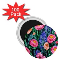 Cute Watercolor Flowers And Foliage 1 75  Magnets (100 Pack)  by GardenOfOphir