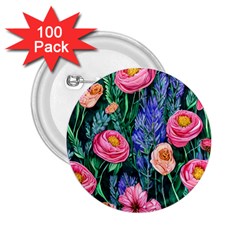 Cute Watercolor Flowers And Foliage 2 25  Buttons (100 Pack)  by GardenOfOphir