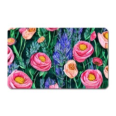 Cute Watercolor Flowers And Foliage Magnet (rectangular) by GardenOfOphir