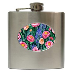 Cute Watercolor Flowers And Foliage Hip Flask (6 Oz) by GardenOfOphir