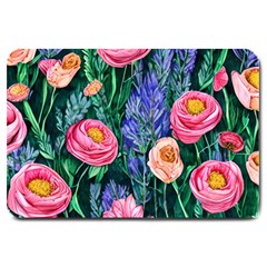 Cute Watercolor Flowers And Foliage Large Doormat by GardenOfOphir