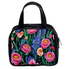 Cute Watercolor Flowers And Foliage Classic Handbag (two Sides) by GardenOfOphir