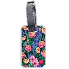 Cute Watercolor Flowers And Foliage Luggage Tag (two Sides) by GardenOfOphir