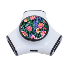 Cute Watercolor Flowers And Foliage 3-port Usb Hub by GardenOfOphir