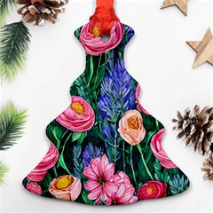 Cute Watercolor Flowers And Foliage Christmas Tree Ornament (two Sides)