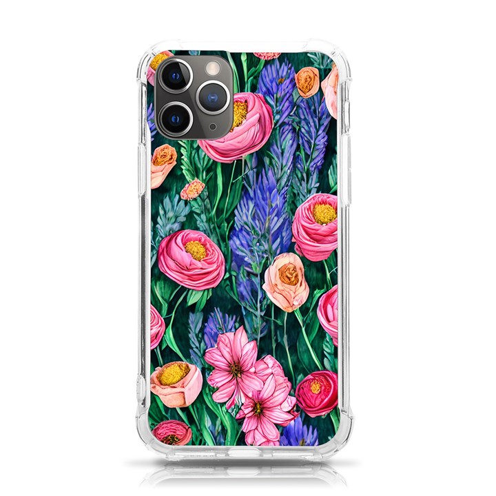 Cute Watercolor Flowers And Foliage iPhone 11 Pro 5.8 Inch TPU UV Print Case