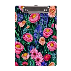 Cute Watercolor Flowers And Foliage A5 Acrylic Clipboard by GardenOfOphir