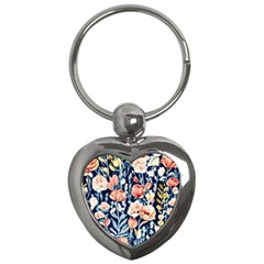 Exquisite Watercolor Flowers And Foliage Key Chain (heart) by GardenOfOphir