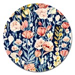 Exquisite Watercolor Flowers And Foliage Magnet 5  (Round) Front