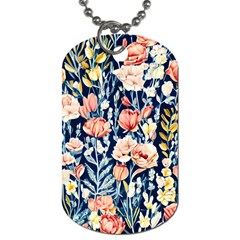 Exquisite Watercolor Flowers And Foliage Dog Tag (one Side) by GardenOfOphir