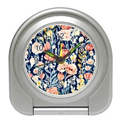 Exquisite Watercolor Flowers And Foliage Travel Alarm Clock by GardenOfOphir