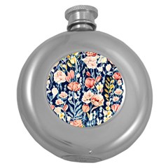 Exquisite Watercolor Flowers And Foliage Round Hip Flask (5 Oz) by GardenOfOphir