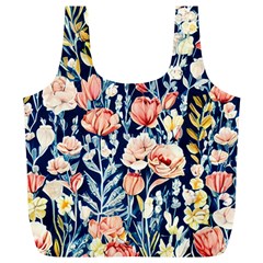 Exquisite Watercolor Flowers And Foliage Full Print Recycle Bag (xl) by GardenOfOphir