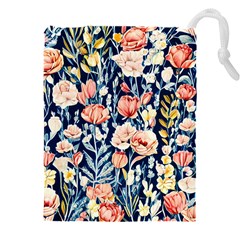 Exquisite Watercolor Flowers And Foliage Drawstring Pouch (4xl) by GardenOfOphir