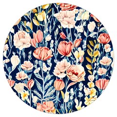 Exquisite Watercolor Flowers And Foliage Round Trivet by GardenOfOphir