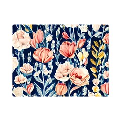 Exquisite Watercolor Flowers And Foliage One Side Premium Plush Fleece Blanket (mini)