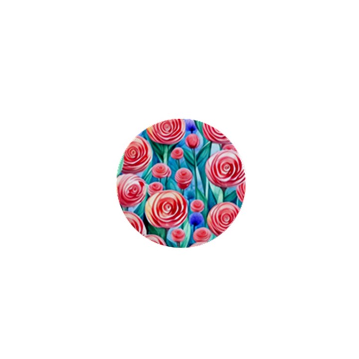 Brilliantly Hued Watercolor Flowers In A Botanical 1  Mini Magnets