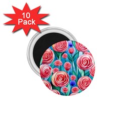 Brilliantly Hued Watercolor Flowers In A Botanical 1 75  Magnets (10 Pack)  by GardenOfOphir