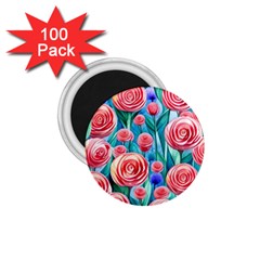 Brilliantly Hued Watercolor Flowers In A Botanical 1 75  Magnets (100 Pack)  by GardenOfOphir