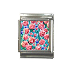 Brilliantly Hued Watercolor Flowers In A Botanical Italian Charm (13mm) by GardenOfOphir